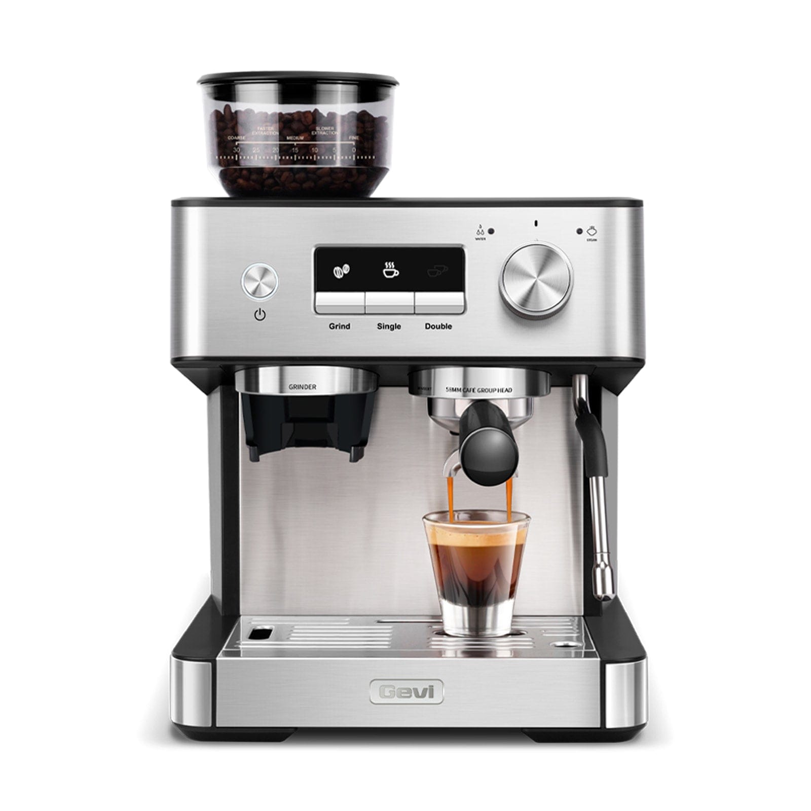 Milk Frother Coffee Maker With Bean Grinder GEVI 15 Bar Espresso - Main Image