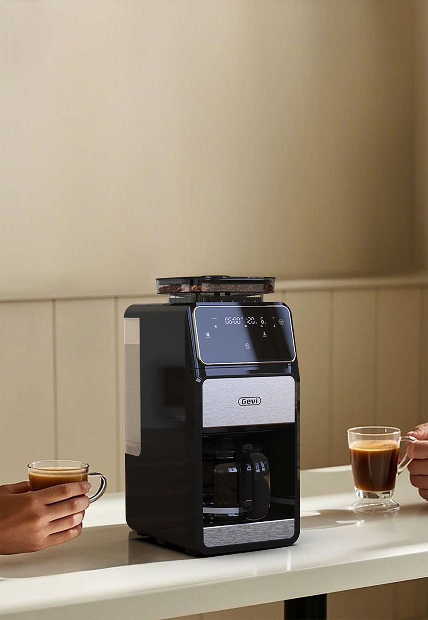 GEVI 10-Cup Drip Coffee Maker Machine with Grinder and LED