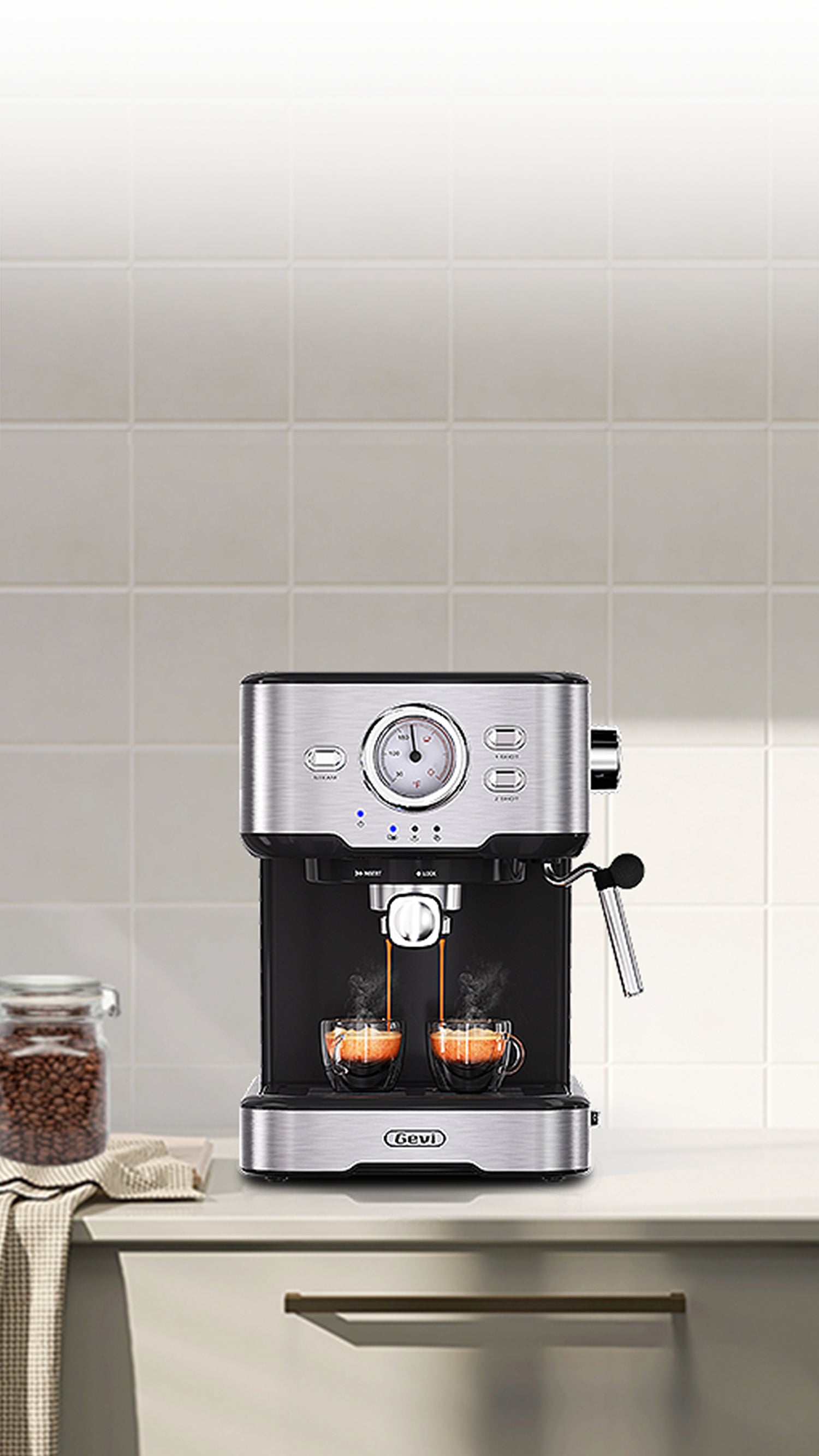 GEVI | 2-in-1 Fully Automatic Espresso Machine with Milk