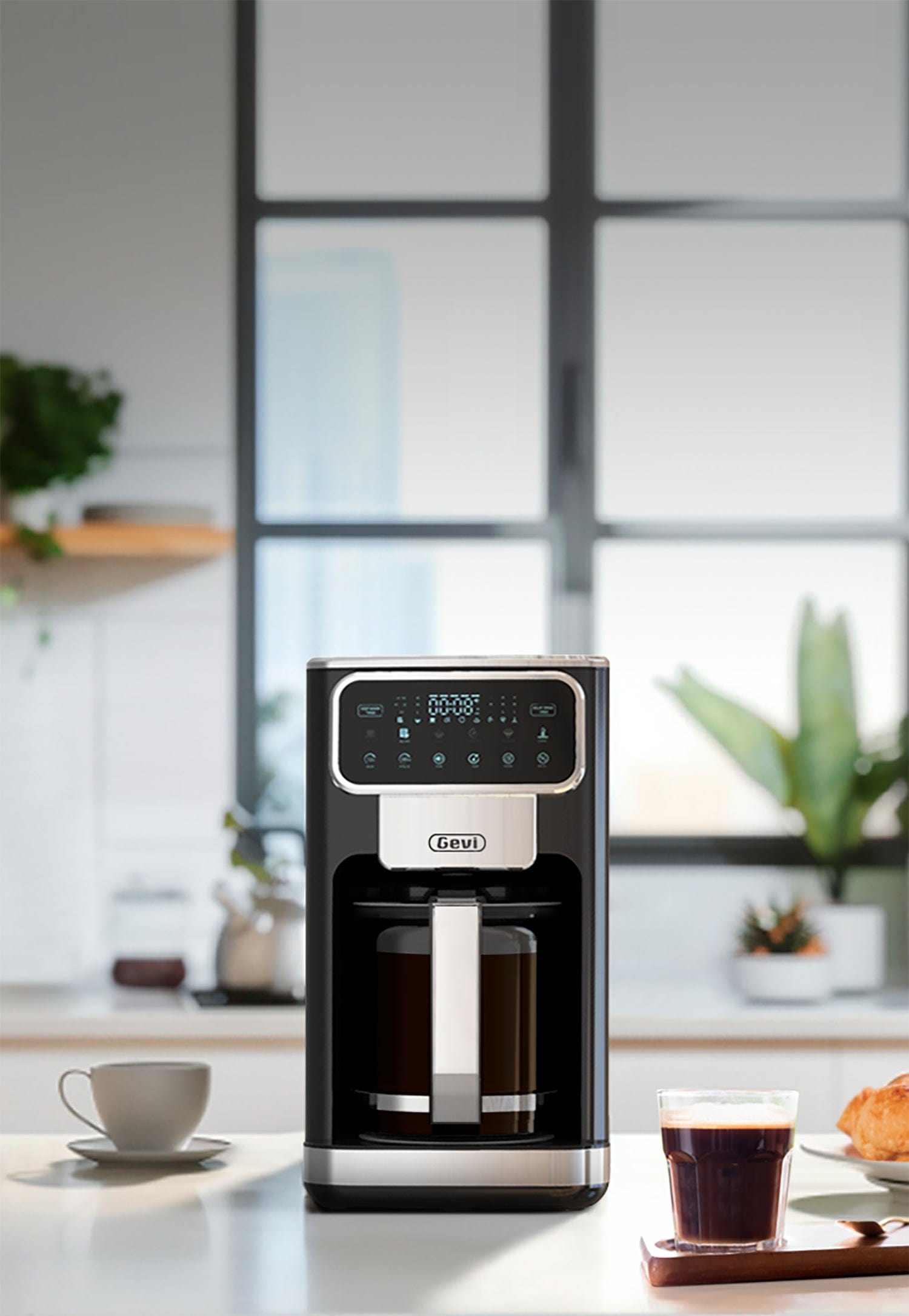 GEVI | 12-Cup Drip Coffee Maker Machine with LED Touchscreen DCMA0