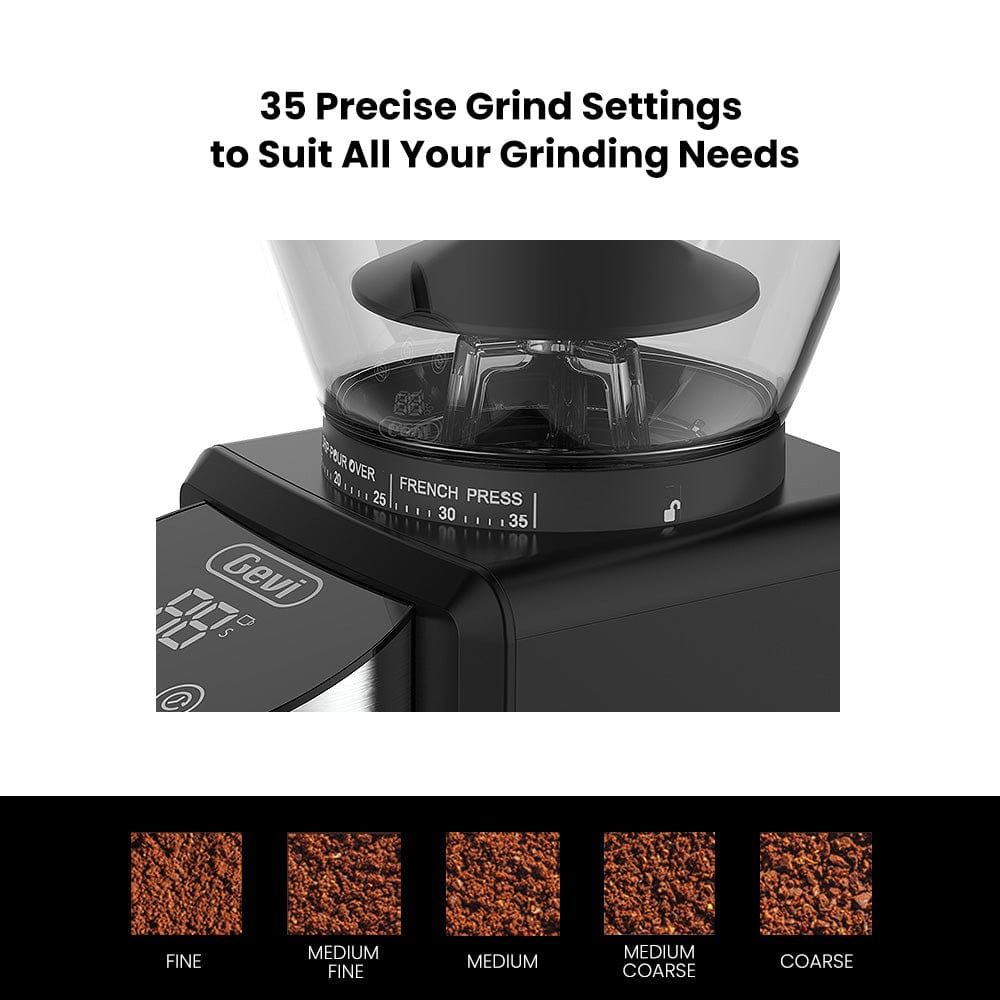 GEVI | Burr Coffee Grinder for Espresso, Drip, Percolator, French Press, American, Turkish Coffee