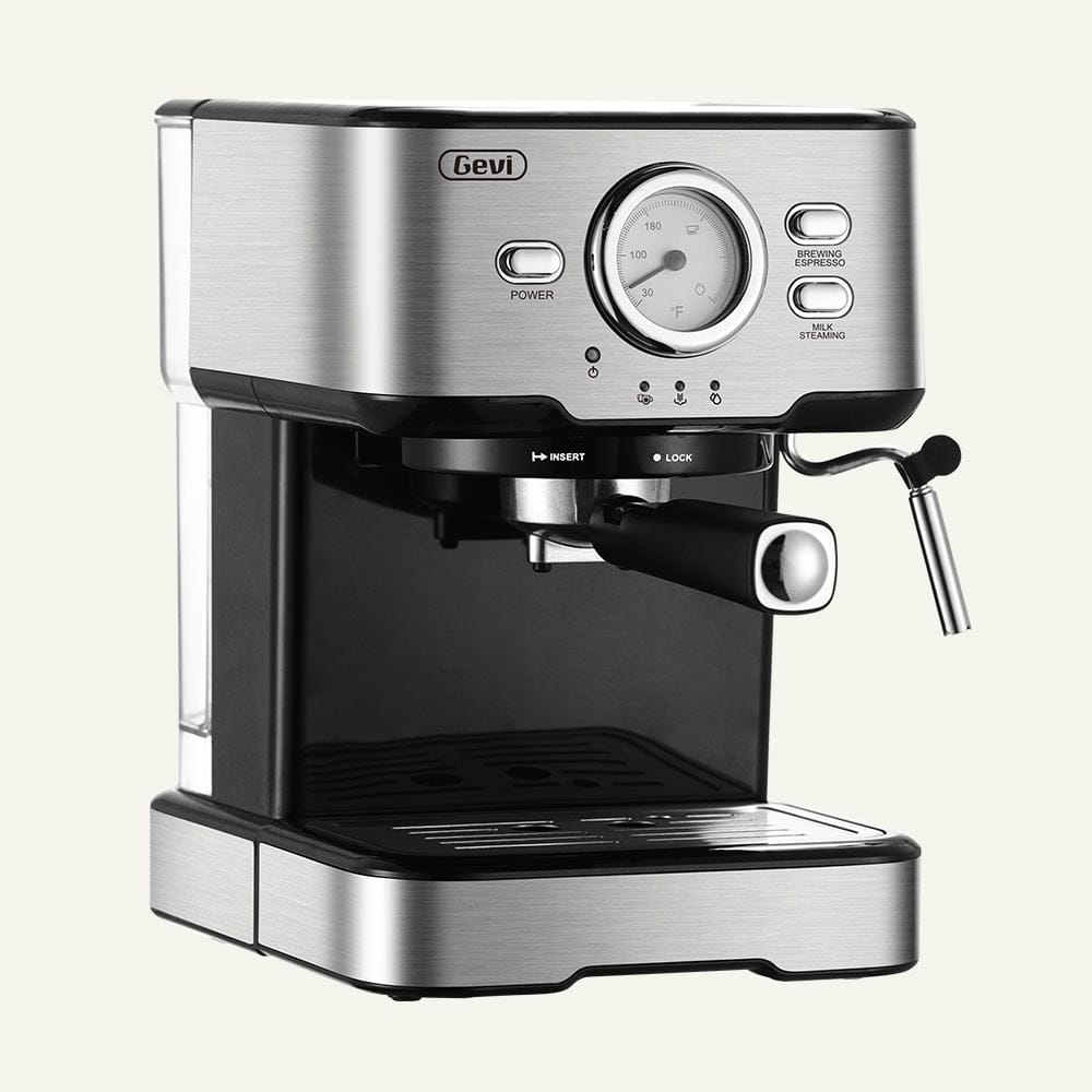 GEVI 2-in-1 Espresso Machine with Milk Frother Wand and Dual Temperature Control 20 Bar ECMD0 