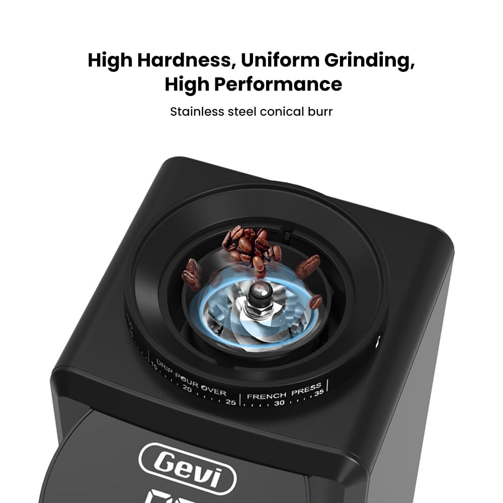 GEVI | Burr Coffee Grinder for Espresso, Drip, Percolator, French Press, American, Turkish Coffee