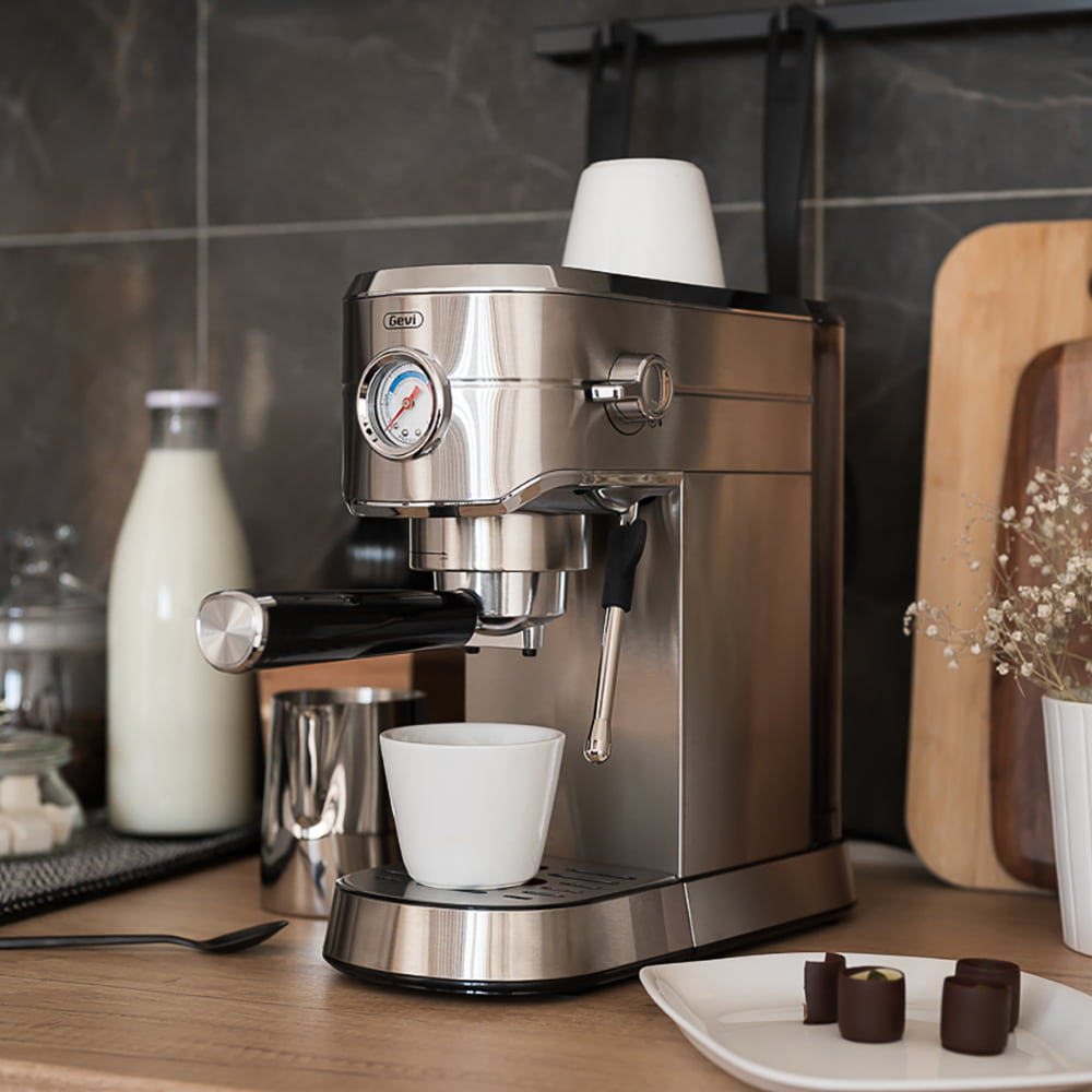 GEVI | Compact Espresso Machine with Milk Frother for Cappuccino and Latte 20 Bar