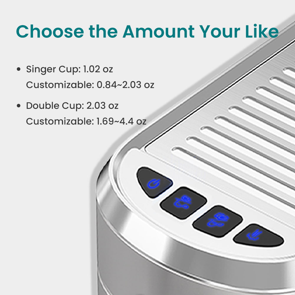 GEVI | Compact Espresso Machine with Milk Frother for Cappuccino and Latte 20 Bar