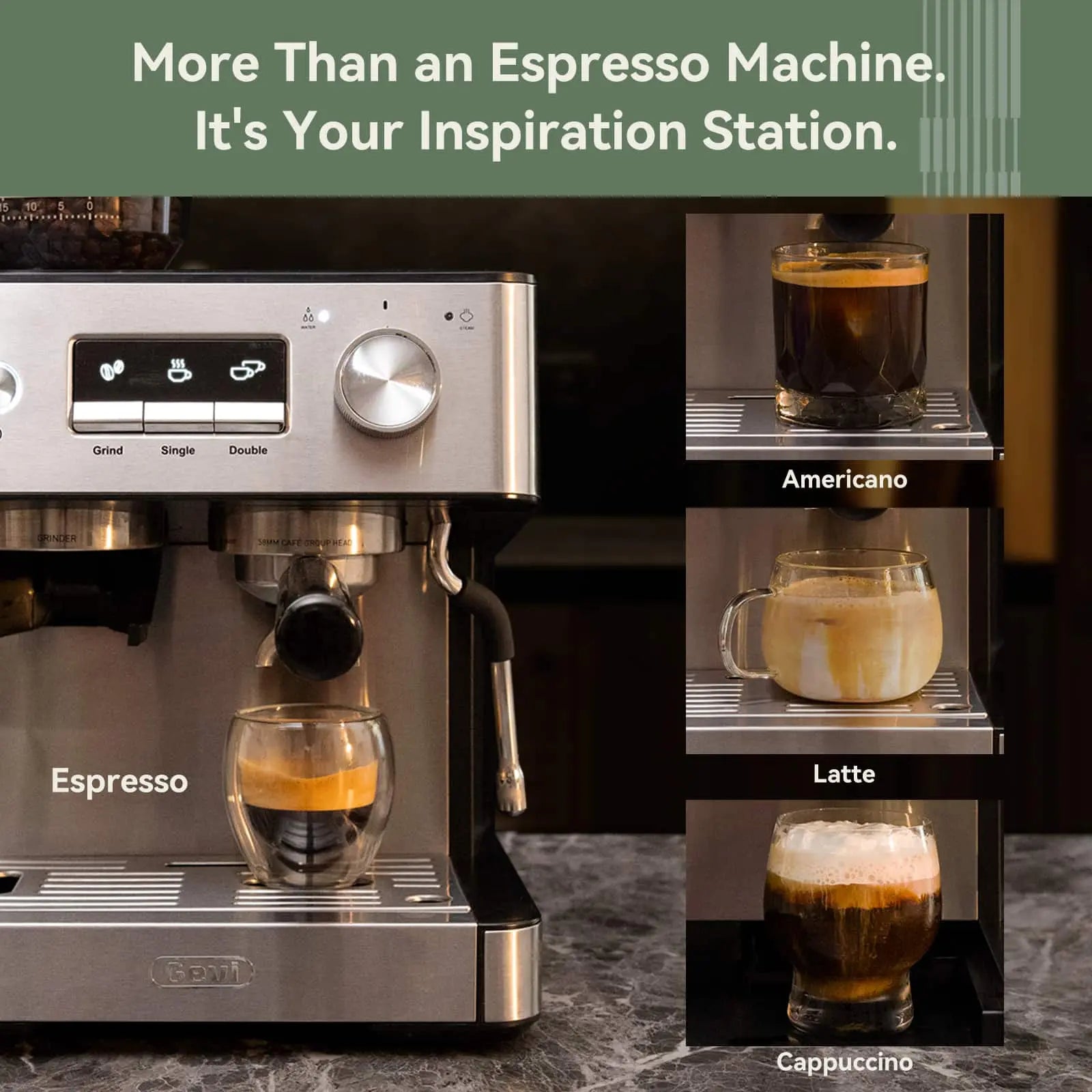 GEVI | 15 Bar Espresso Maker with Built-in Bean Grinder & Milk Frother ...