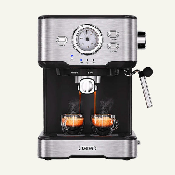 GEVI 2-in-1 Espresso Machine with Milk Frother Wand and Dual Temperature Control 20 Bar ECMD0 