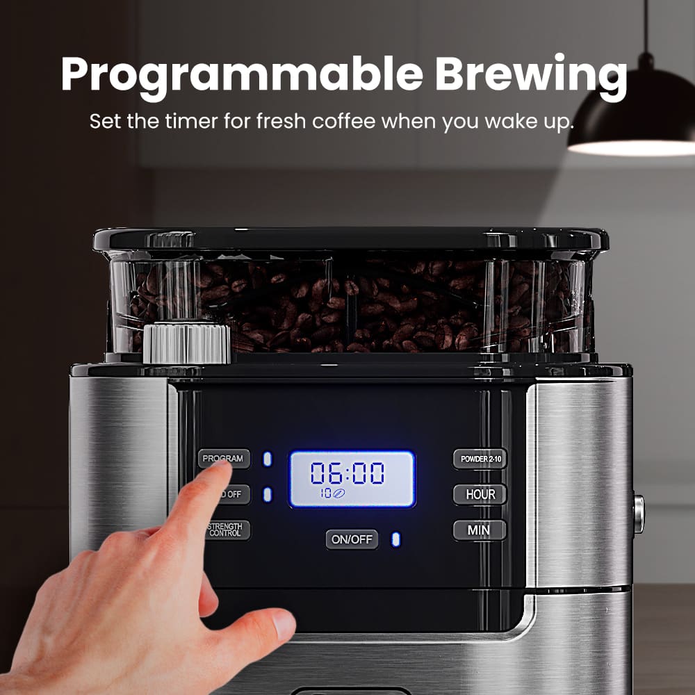 GEVI | 10-Cup Coffee Maker Machine with Built-in Grinder