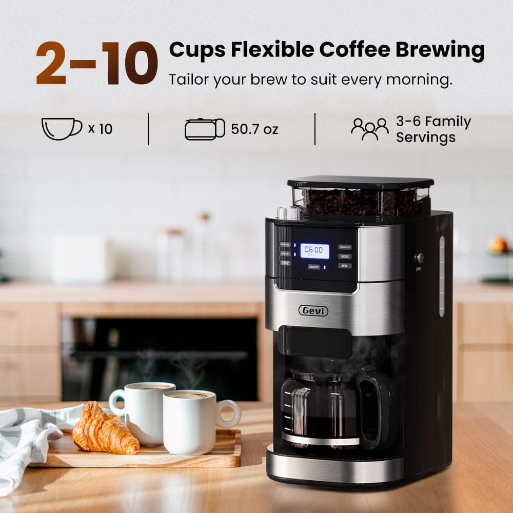 Gevi Coffee Maker With Grinder Reviews GEVI | 10-Cup Coffee Maker Machine with Built-in Grinder